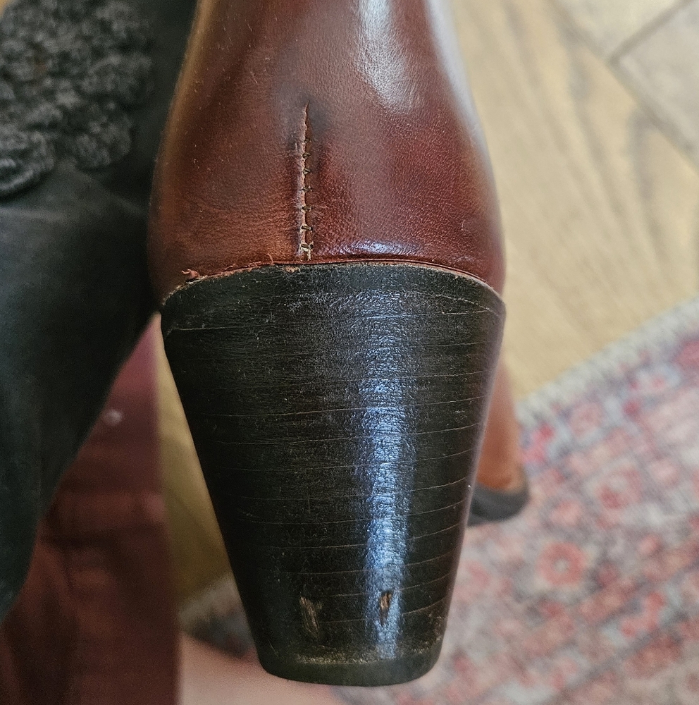 Frye Jackie Button Tall Boots 7.5 Cognac Brown Leather Western Riding - Picture 7 of 14